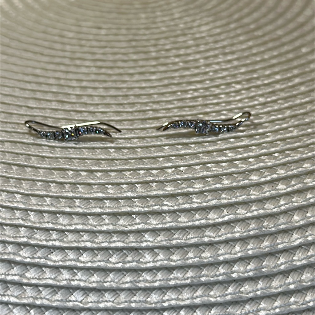 Cz Silver Toned Dangle Earrings